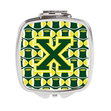 CAROLINES TREASURES Letter x Football Green and Yellow Compact Mirror CJ1075-XSCM